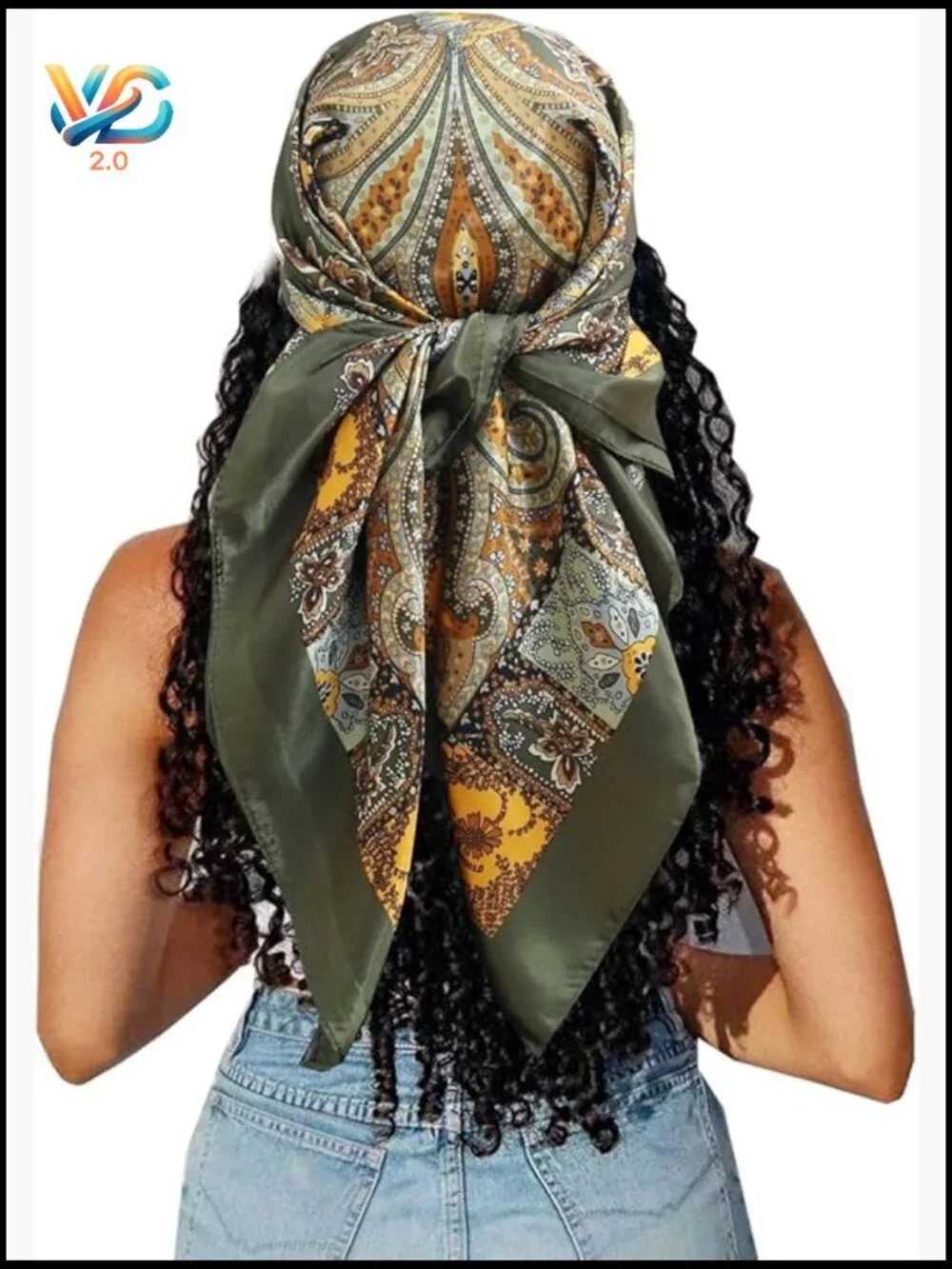 Large Square Satin Head Scarf Versatile Hair Bandana Wrap 35 inch